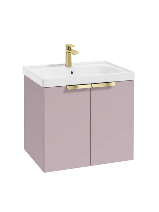 wall hung two door vanity unit in matt cashmere pink