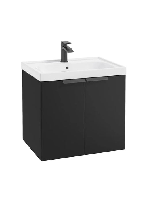 wall hung 2 door vanity unit in matt black