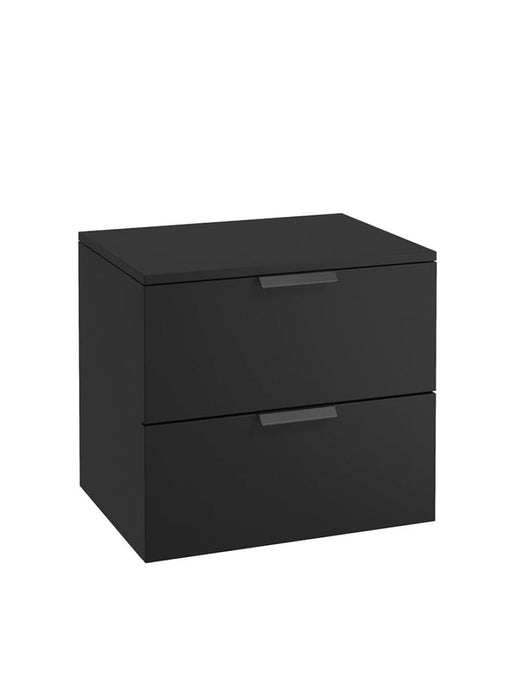 wall hung 2 drawer countertop vanity unit in matt black