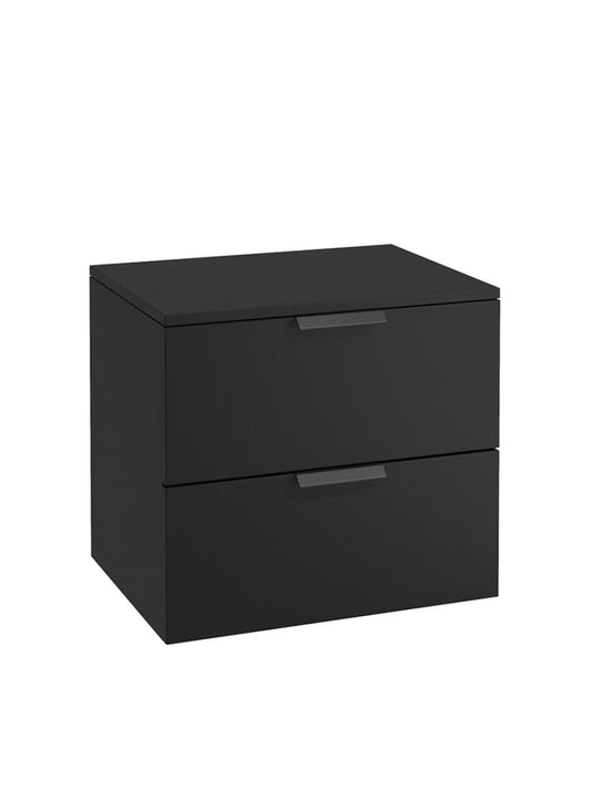 wall hung 2 drawer countertop vanity unit in matt black