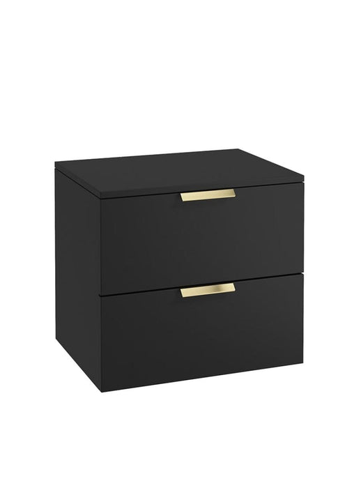 wall hung 2 drawer countertop vanity unit in matt black