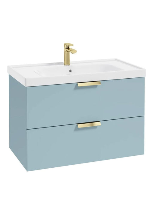 wall hung 2 drawers vanity unit in matt morning sky blue