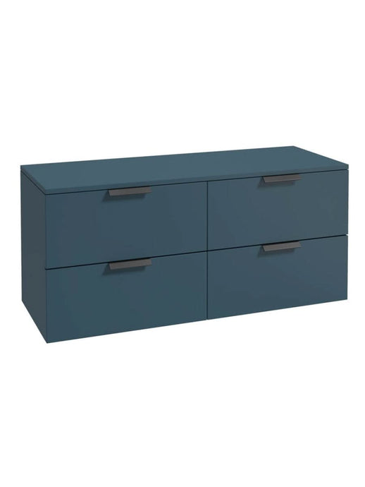 wall hung 4 drawer vanity unit in Matt Ocean Blue