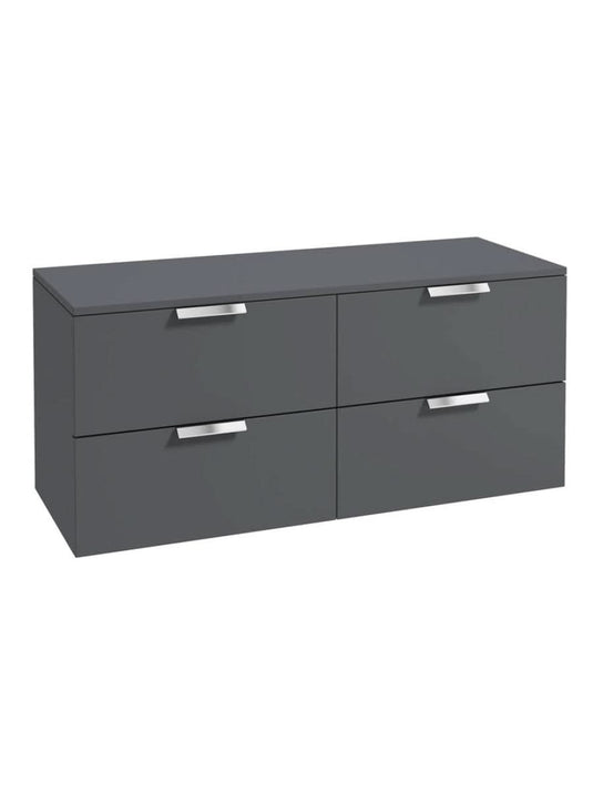 wall hung 4 drawer vanity unit in Matt Midnight Grey