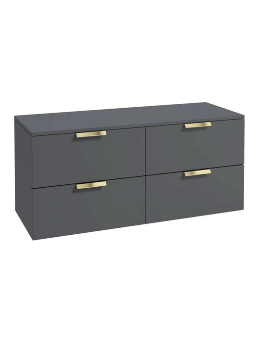 wall hung 4 drawer vanity unit in Matt Midnight Grey