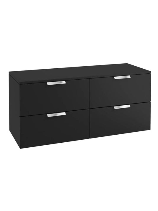 wall hung 4 drawer vanity unit in Matt Black