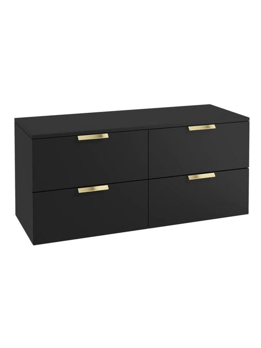 wall hung 4 drawer vanity unit in matt black