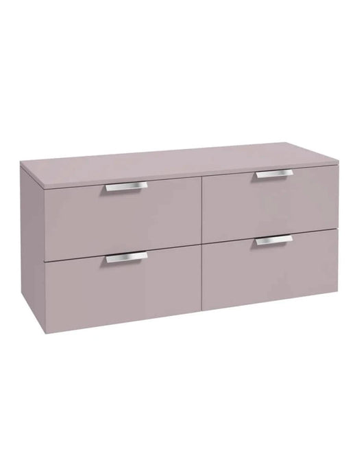 wall hung 4 drawer vanity unit in Matt Cashmere Pink