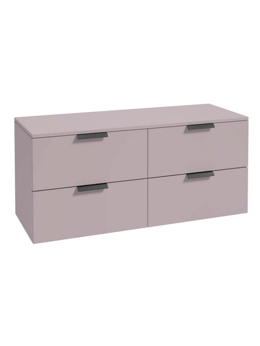 wall hung 4 drawer vanity unit in Matt Cashmere Pink