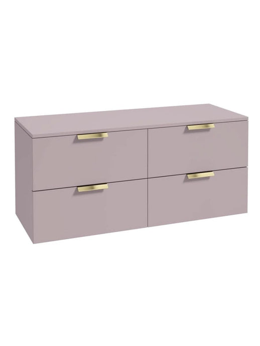 wall hung 4 drawer vanity unit in Matt Cashmere Pink