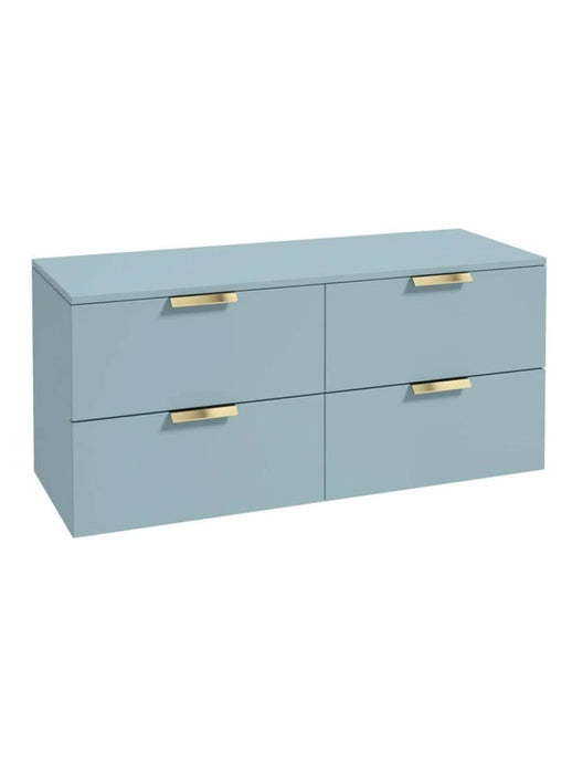 wall hung 4 drawer vanity unit in Matt Morning Sky Blue