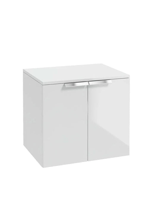 wall hung 2 door countertop vanity unit in gloss white