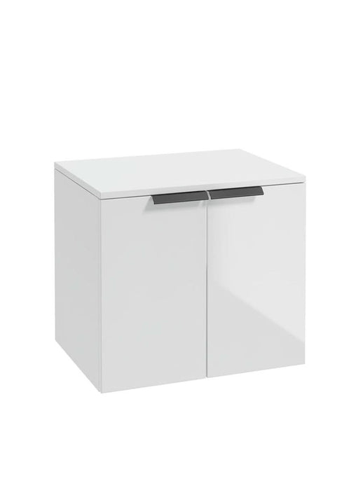 wall hung 2 door countertop vanity unit in gloss white