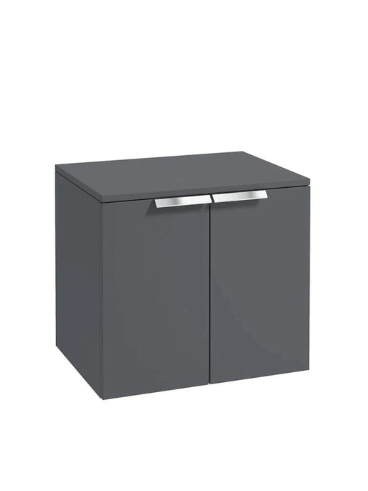 wall hung 2 door countertop vanity unit in matt midnight grey