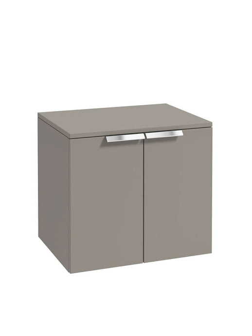 wall hung 2 door countertop vanity unit in matt khaki