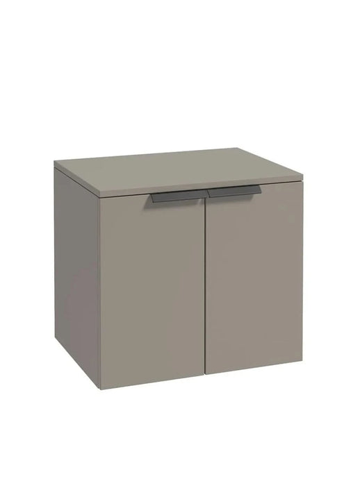 wall hung 2 door countertop vanity unit in matt khaki