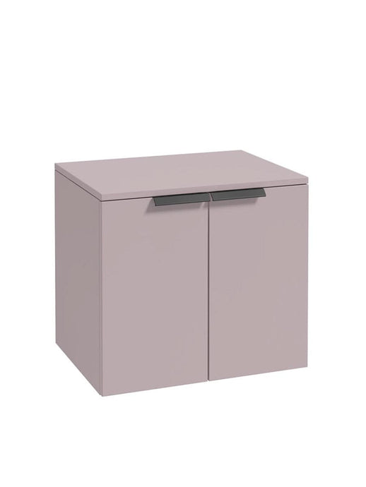 wall hung 2 door countertop vanity unit in Matt Cashmere Pink