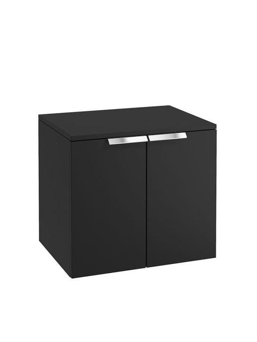 Sonas Stockholm Wall Hung 60Cm Two Door Countertop Vanity Unit | Matt Black | Brushed Chrome Handle | UF1271