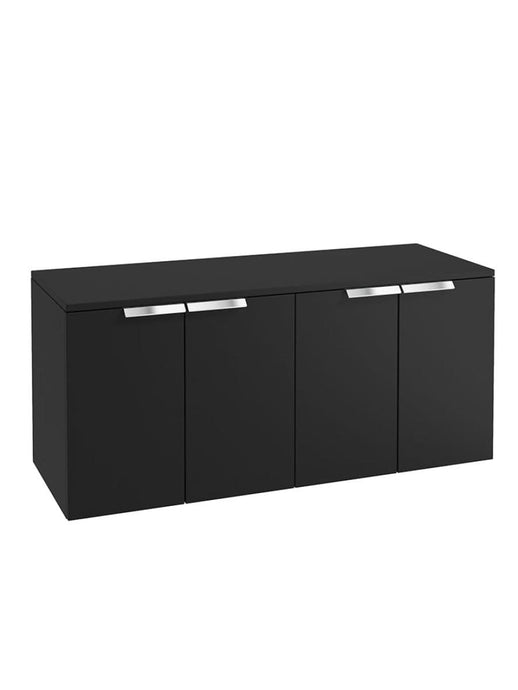 wall hung 4 door vanity unit in Matt Black