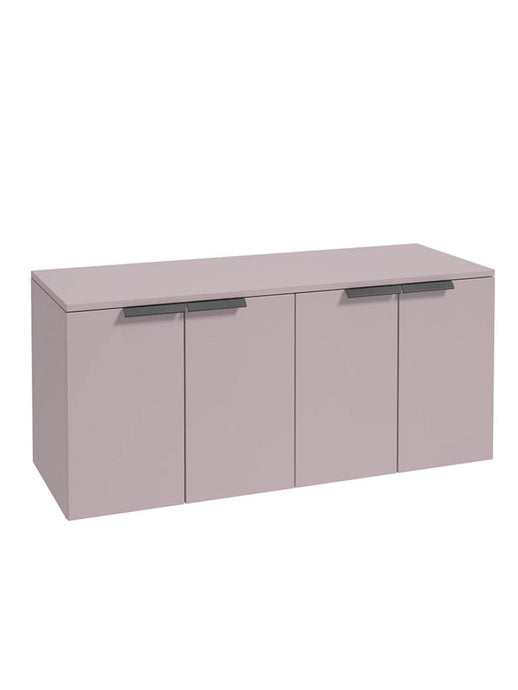 wall hung 4 door vanity unit in matt cashmere pink