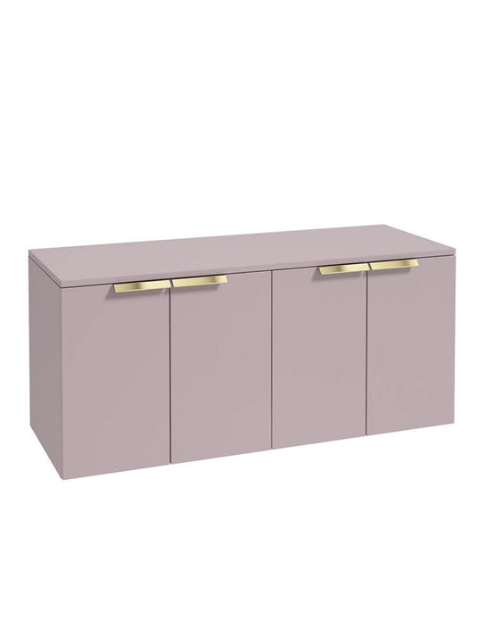 wall hung 4 door vanity unit in Matt Cashmere Pink