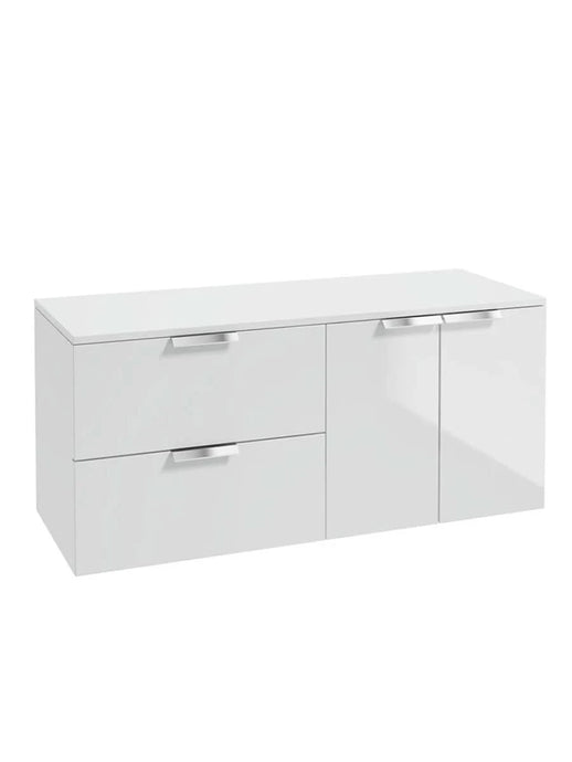 wall hung 2 door 2 drawer vanity unit in gloss white