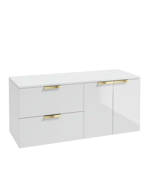 wall hung 2 drawer 2 door vanity unit in gloss white