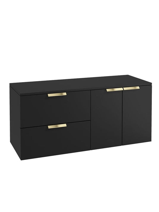 wall hung 2 door 2 drawer vanity unit in matt black