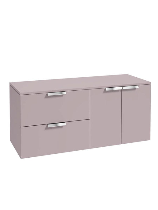 wall hung 2 door 2 drawer vanity unit in Matt Cashmere Pink