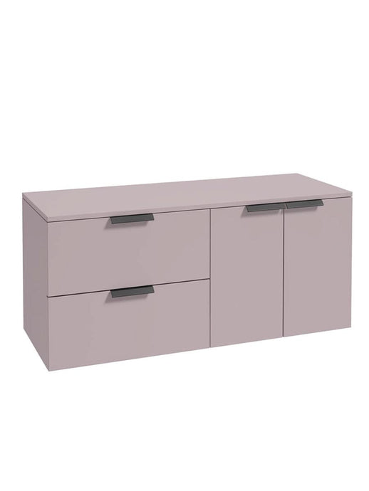 wall hung 2 door 2 drawer vanity unit in Matt Cashmere Pink