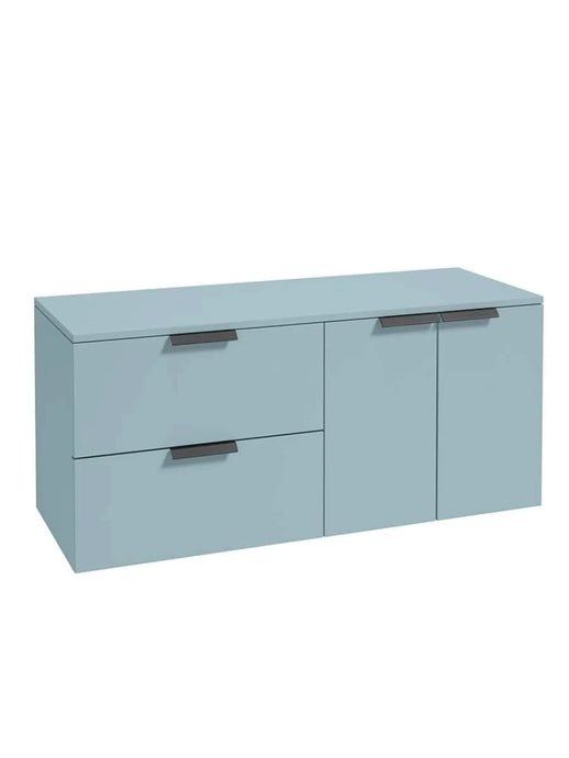 wall hung 2 door 2 drawer vanity unit in matt morning sky blue