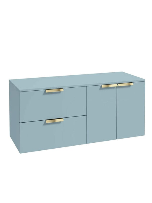 wall hung 2 door 2 drawer vanity unit in matt morning sky blue