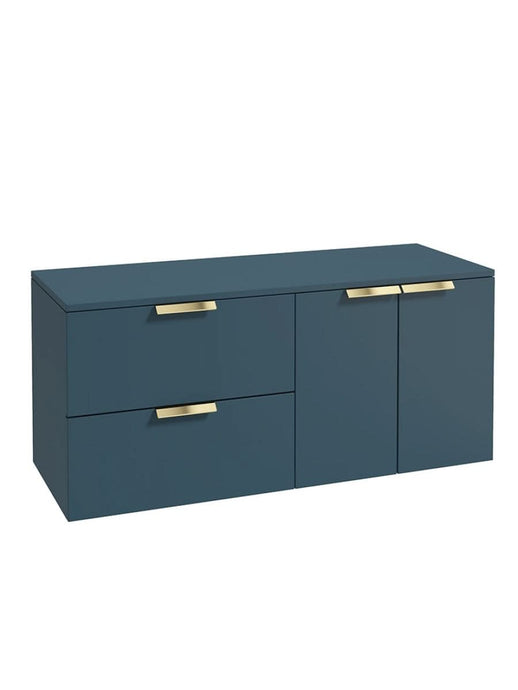 wall hung 2 drawer 2 door vanity unit in Matt Ocean Blue