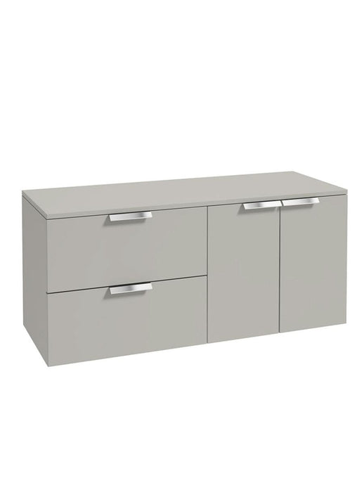 wall hung 2 drawer 2 door vanity unit in Matt Arctic Grey