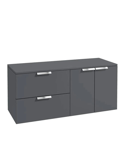 wall hung 2 door 2 drawer vanity unit in matt midnight grey