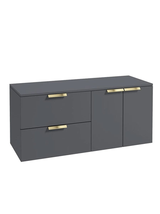 wall hung 2 door 2 drawer vanity unit in Matt Midnight Grey