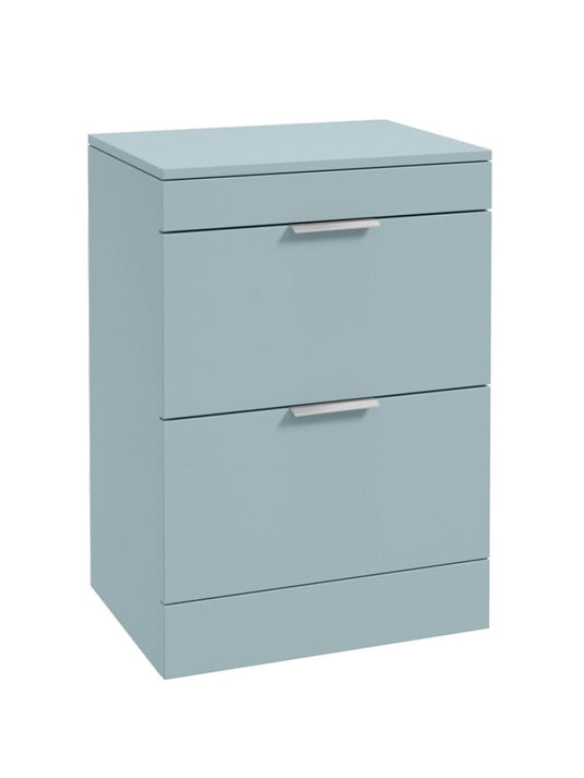 floorstanding vanity unit in matt morning sky blue