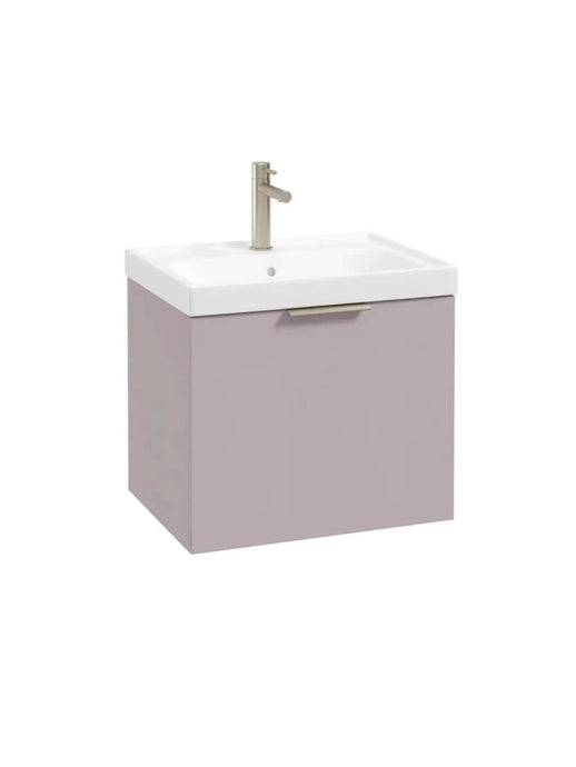 wall hung 1 drawer vanity unit in Matt Cashmere Pink