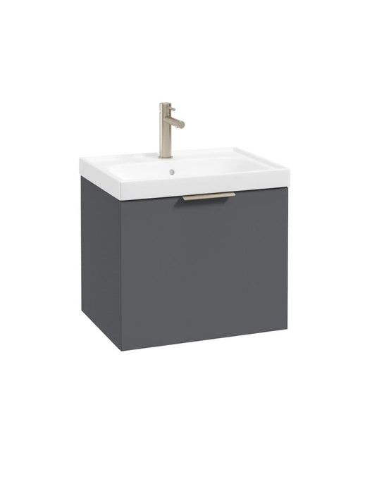 wall hung 1 drawer vanity unit in matt midnight grey