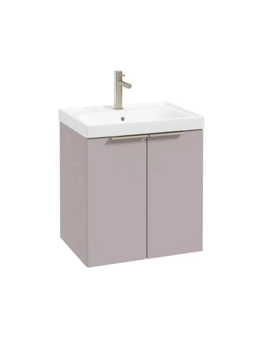 wall hung 2 door vanity unit in Matt Cashmere Pink