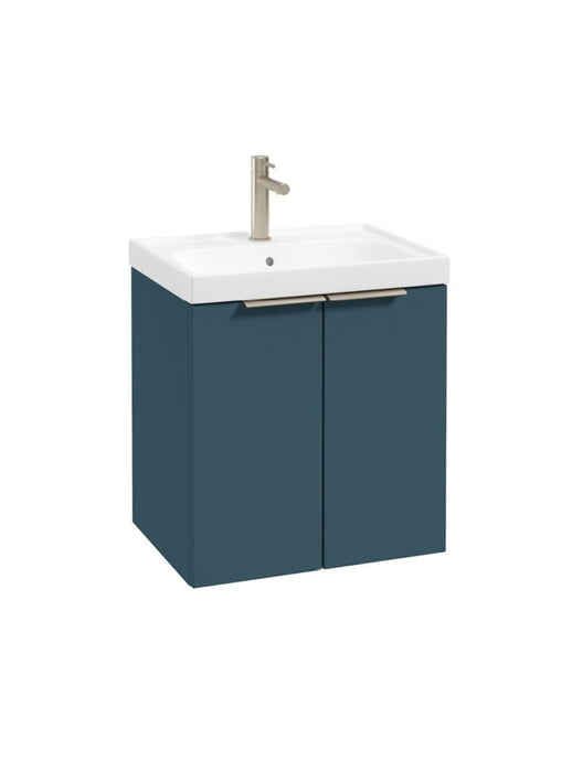 wall hung 2 door vanity unit in matt ocean blue