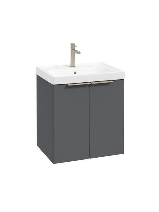 wall hung 2 door vanity unit in matt midnight grey