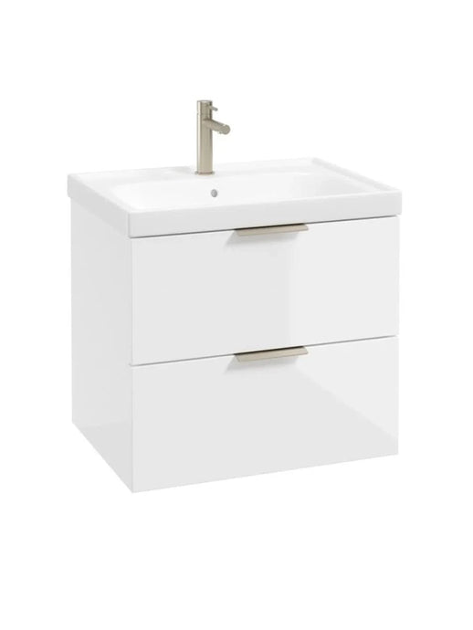 wall hung 2 drawer vanity unit in gloss white