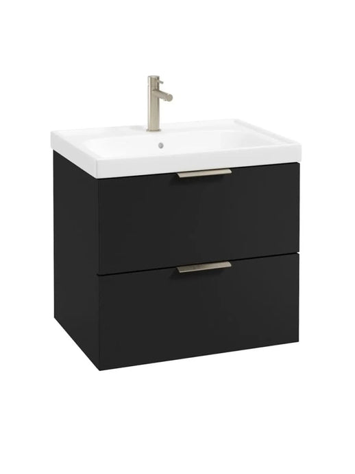 wall hung 2 drawer vanity unit in matt black