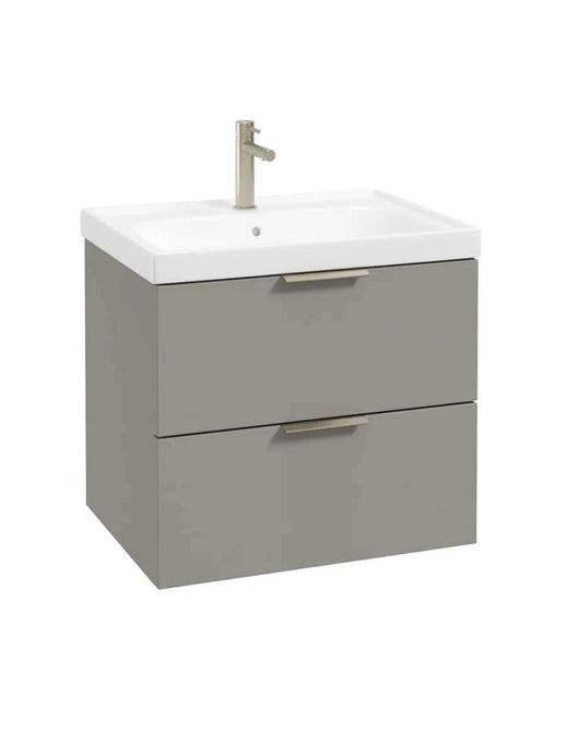 wall hung 2 drawer vanity unit in matt khaki