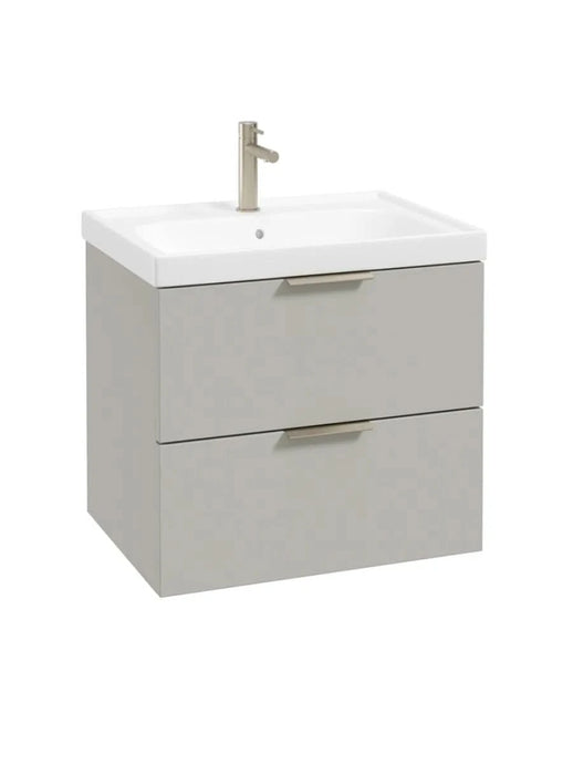 wall hung 2 drawer vanity unit in matt arctic grey