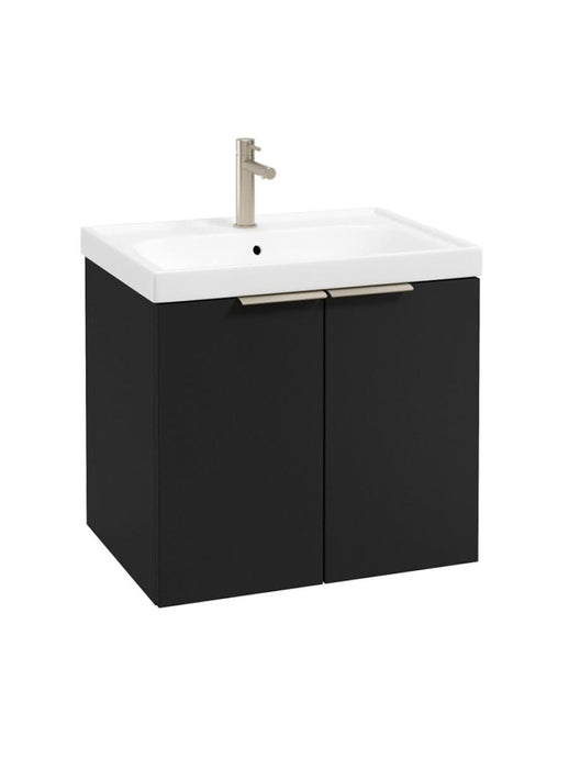 wall hung 2 door vanity unit in matt black