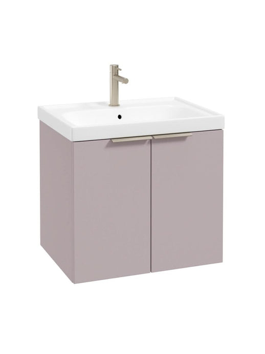 wall hung 2 door vanity unit in matt cashmere pink