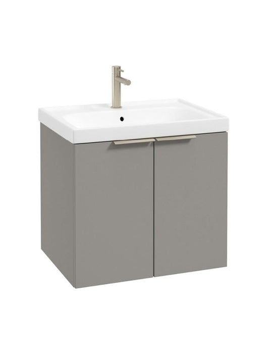 wall hung 2 door vanity unit in matt khaki