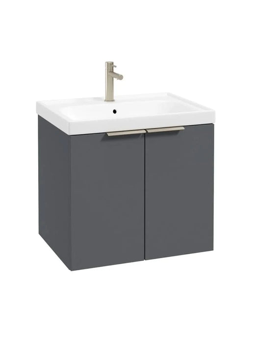 wall hung 2 door vanity unit in matt midnight grey